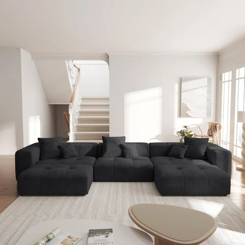 Vista 4 de JACH - Sofá modular en forma de U de 144.1 pulgadas, sofá seccional de asiento profundo de estilo moderno de mediados de siglo, sofás de 3 plazas
