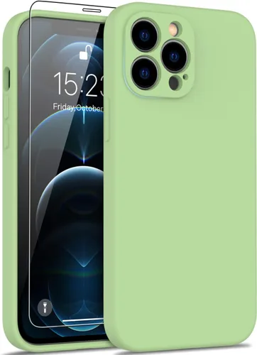 Vista 36 de DEENAKIN Funda de silicona compatible con iPhone 12 con protector de pantalla, mejora la protección de la cámara, funda protectora suave y flexible