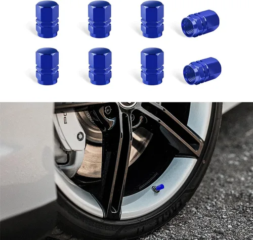 Vista 10 de Kewucn 8 PCS Tapas para Vástago de Válvula de Neumático de Coche, Cubiertas de Tapas de Aire de Aleación de Aluminio con Anillo de Goma, Cubiertas