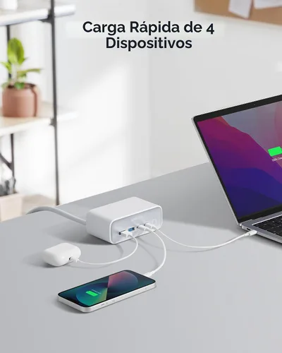 Vista 3 de Anker Estación de carga 525, tira de alimentación USB C de 7 en 1 para iPhone 13/14, cable de extensión de 5 pies con 3 AC, 2 USB A, 2 USB C