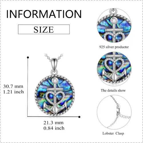 Vista 2 de SHEAISRS Moon Sun Star Necklace 925 Sterling Silver Abalone Shell Celestial Jewelry Gift for Women