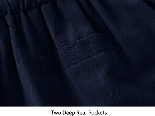 Vista 5 de MAGCOMSEN Pantalones capri para hombre con 4 bolsillos pantalones cortos de lino holgados de pierna ancha pantalones cortos capri casuales para yoga