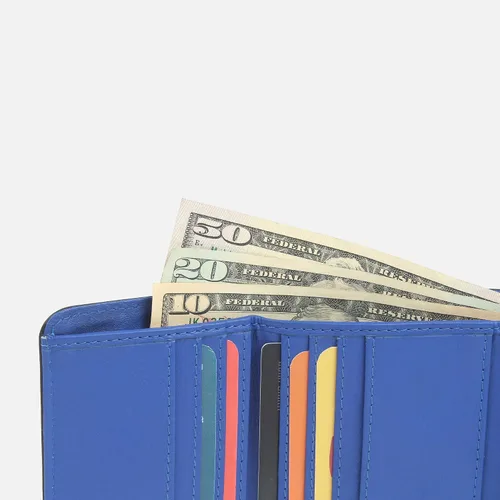 Vista 2 de AlphaHide Billetera de tres pliegues para mujer, cartera de tarjetas de crédito para mujer, monedero con cremallera, RFID