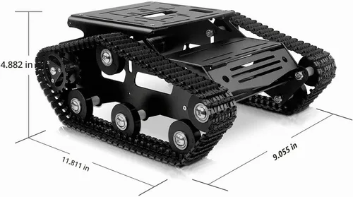 Vista 3 de Kit de chasis de coche robot inteligente, chasis de tanque grande de metal completo con motores de 2WD para Arduino Raspberry Pi Jetson Python DIY