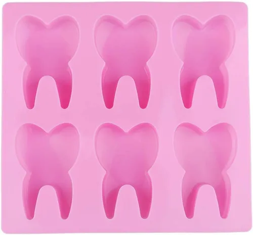Vista 7 de Molde de silicona para dientes, divertida bandeja de cubitos de hielo con forma de dientes, molde de gelatina de postre de caramelo de chocolate