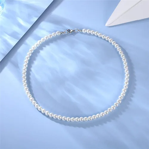 Vista 6 de Collar de perlas para hombre collar de perlas blancas para mujer collar redondo de perlas joyería de perlas Cuenta Cuenta