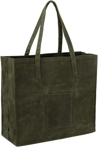 Vista 6 de Kaaltisy Bolsa de Lona Encerada Reutilizable para Comestibles de Servicio Pesado Bolsa de Compras Encerada Autoportante Bolsa Vegana para Mercado