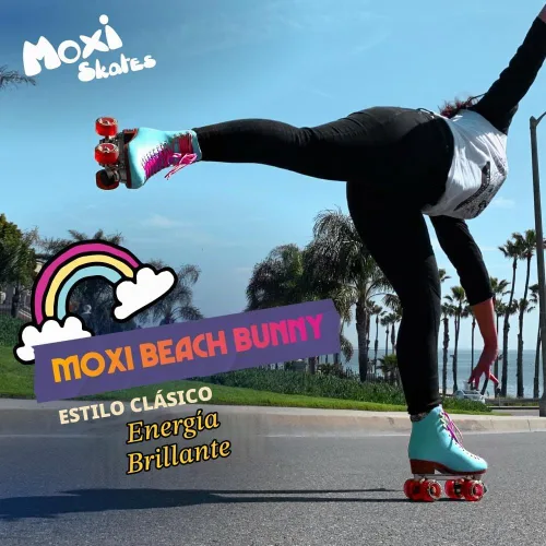 Vista 3 de Moxi Beach Bunny - Patines de ruedas para mujer, colorido, ajuste de precisión con ruedas de alto rebote, forro y acolchado que absorben la humedad