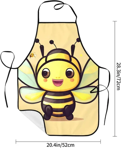 Vista 6 de Yellow Bee Men'S And Women'S Chef Apron, 28.3 X 20.4 Inches (Approx. 72 X 52 Cm), &*Adjustable Kitchen Cooking Apron.