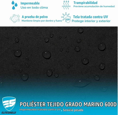 Vista 4 de EliteShield Cubierta Resistente para Barco con T-Top, Se Adapta a Barco de Consola Central de 18 pies a 20 pies de Largo con T-Top Hard-Top Negro