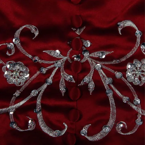Vista 5 de Kivary Bordado de plata con cuentas una línea de vestidos de novia blancos del hombro