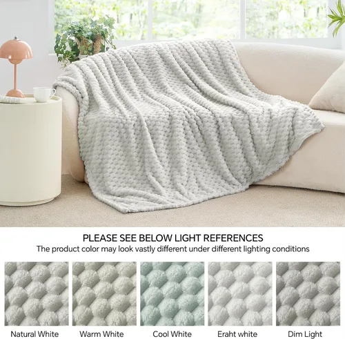 Vista 16 de BEDELITE Manta de forro polar para sofá y cama, manta decorativa de jacquard 3D de almendra, súper suave y acogedora, manta mullida cálida adecuada