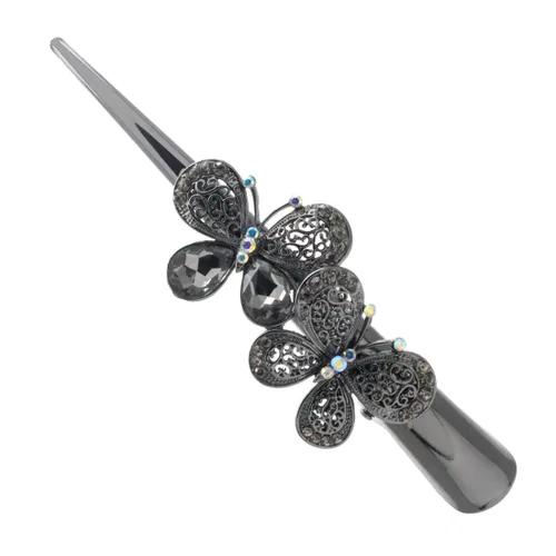 Vista 8 de Fashion & Lifestyle Juego de 3 pinzas de corte de cocodrilo grandes de aleación de metal para mujeres y niñas, horquillas de sujeción bastante