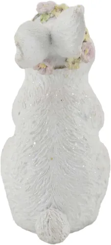 Vista 4 de Windy Hill Collection Polyresin Glitter White Easter Rabbit Bunny Ocultar Huevo Rosa y Amarillo Figura Decoración Primavera Decoración 433301