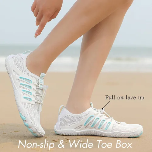 Vista 3 de HiGropcore Zapatos de agua para hombres y mujeres, calzado de senderismo descalzo, puntera ancha, zapatos de playa, zapatos de natación