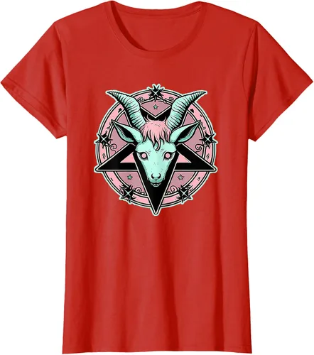 Vista 94 de Camiseta Kawaii Paste Creepy Goat Pentacle, Negro
