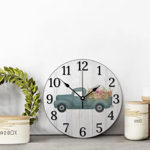 Vista 104 de Reloj de pared de guitarra acústica con aspecto de madera natural, reloj de madera rústico y elegante, 10 silenciosos, sin tictac, de cuarzo