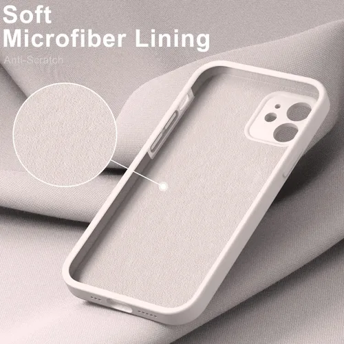Vista 4 de DEENAKIN Funda compatible con iPhone 12 con protector de pantalla, silicona sedosa, funda de cámara mejorada, probada contra caídas de 16 pies
