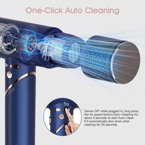 Vista 4 de MIRACOMB Secador de pelo plegable de viaje, potente secador iónico profesional con motor sin escobillas para secado rápido, ligero y portátil