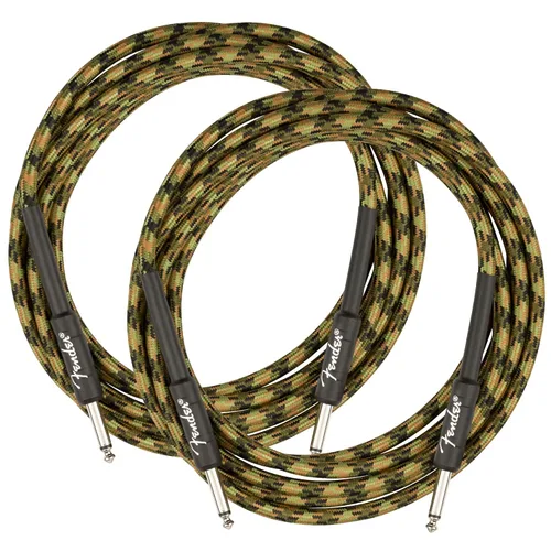Vista 8 de Fender Cable de instrumentos de lujo de 10 pies, ángulo recto, tweed negro, paquete de 2