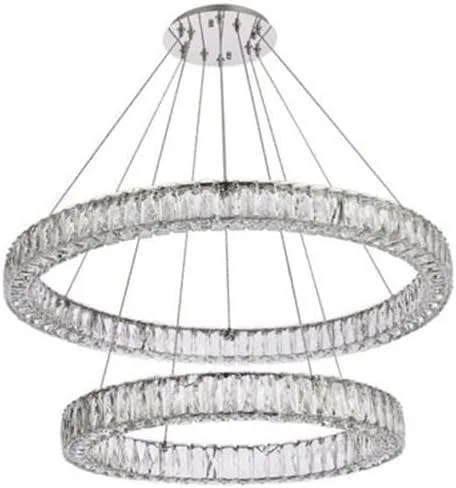 Vista 3 de Elegant Lighting Interior Moderno Brillante Hogar Decorativo Iluminación De Techo Monroe 36 Pulgadas LED Lámpara De Anillo Doble - Cromo