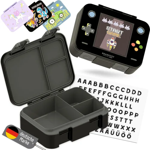Vista 19 de BEARFOOT Lonchera infantil con compartimentos – Compacta y ligera A prueba de fugas, sin BPA, apta para lavavajillas Diseño dibujado a mano
