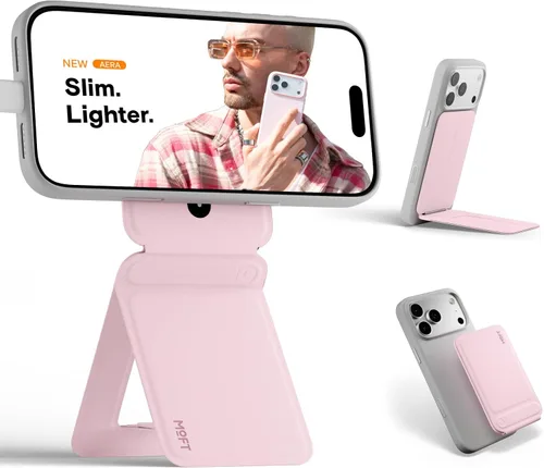 Vista 46 de MOFT Soporte de trípode para teléfono para iPhone, soporte para iPhone multiángulo, soporte para teléfono ligero y portátil, imanes fuertes, cuero