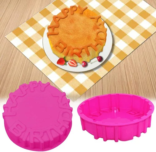 Vista 4 de Moldes de Tarta de Cumpleaños para Hornear Herramientas de Molde de Tarta de Silicona, Molde de Repostería Antiadherente Reutilizable y Duradero