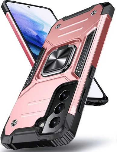 Vista 25 de DASFOND Diseñada para funda Galaxy S8 con soporte, anillo metálico giratorio mejorado de 360°, soporte kickstand de grado militar, resistente a