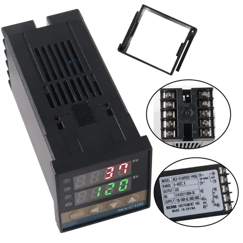 Vista 3 de Controlador de temperatura PID digital REX-C100 PID Termostato Controlador de temperatura Digital REX C100 con relé SSR 25DA K Sonda de termopar RKC