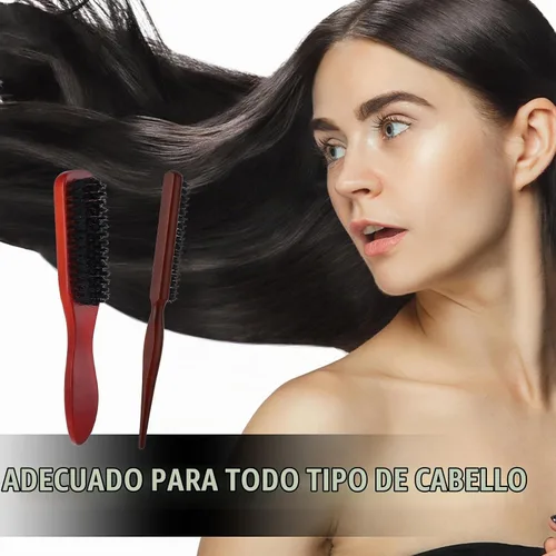 Vista 6 de cobee Juego de 5 cepillos de pelo con parte trasera lisa, cepillo de cerdas para control de bordes, peine de burlas, palo de cera para cabello