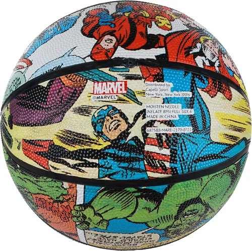 Vista 4 de Marvel Avengers Baloncesto tamaño 6, cómic clásico para interiores y exteriores, pelota deportiva juvenil para niños y niñas, color rojo