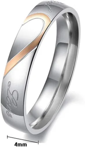 Vista 3 de Uloveido Anillos de compromiso de boda de acero inoxidable de titanio para parejas, grabados, amor real Y552