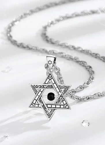 Vista 44 de CELESTIA Colgante de plata de ley 925, anillos de tetragrammaton, collar masónico, joyería de pentagrama para mujeres y hombres