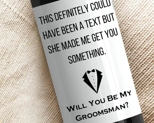 Vista 2 de Juego de 1, 7 a 8 unidades, diseño de padrinos de boda, regalo de caja de regalo con texto en inglés "Will You Be My Groomman", regalo divertido