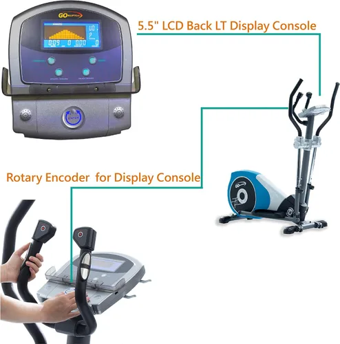 Vista 3 de V-450T Entrenador cruzado de ejercicio elíptico programable de 17 pulgadas con brazos y pedales ajustables y control HRC para entrenamiento