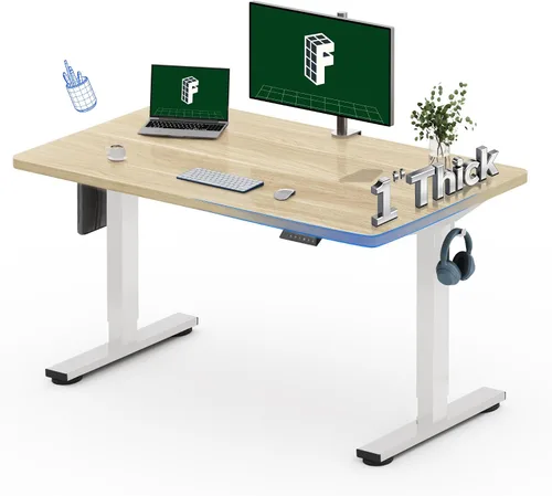 Vista 45 de FLEXISPOT Escritorio Eléctrico de Pie de Una Pieza, 40 x 24 Pulgadas Escritorio Ajustable con Superficie Sin Costuras, Controlador de Memoria