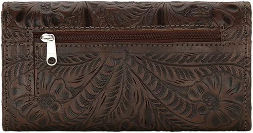 Vista 2 de American West Saddle Ridge - Cartera de tres pliegues para mujer Marrón Charcoal
