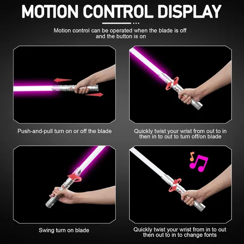 Vista 3 de ELESKOCO Dueling - Sable de luz suave y resistente, sables de luz de metal con control de movimiento con 12 fuentes de sonido, RGB 16