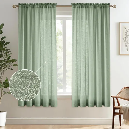 Vista 75 de Melodieux Cortinas de Niveles Semitraslúcidas Negras de 24 Pulgadas de Largo para Cocina, Cafetería, Dormitorio, Ventanas Pequeñas, Aspecto de Lino