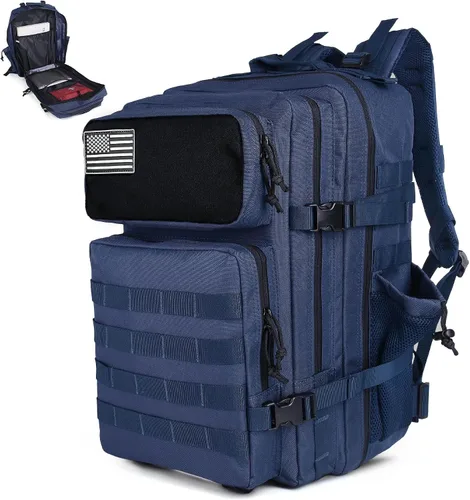 Vista 10 de gracedon Mochila Táctica Militar para Hombres y Mujeres, Mochila de Campamento del Ejército, Mochila de Asalto de 45L para Viajes, Senderismo (Negro)