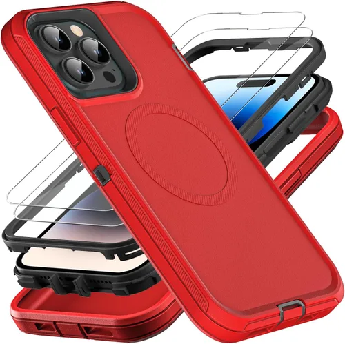 Vista 13 de YKHJKLEC para iPhone 14 Pro, funda de grado militar 3 en 1 resistente, a prueba de golpes/caídas/polvo con 2 piezas de protector de pantalla