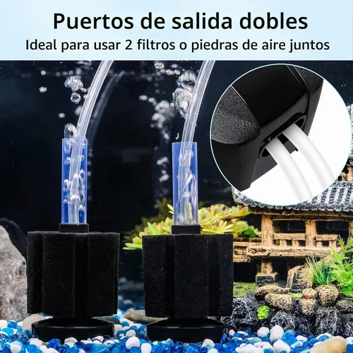 Vista 4 de Uniclife - Bomba de aire ajustable para acuario, 4 LPM y 2 salidas de oxígeno con accesorios, tanque de peces de 100 galones