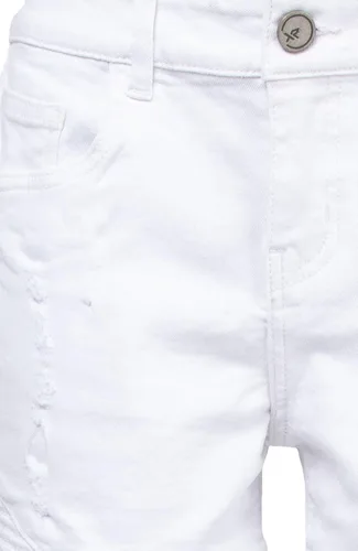 Vista 4 de X RAY Pantalones cortos para bebés y niños pequeños, cintura elástica, rasgados, moto, desgastados, pantalones cortos de mezclilla elásticos