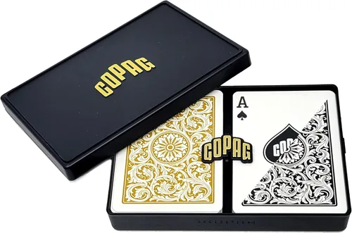 Vista 9 de Copag 1546 Design - Juego de cartas 100% de plástico, tamaño de póquer (estándar) negro/dorado (índice jumbo, 1 juego)