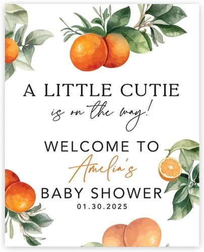 Vista 3 de Letrero de bienvenida para baby shower, decoración de baby shower de Little Cutie - Letrero personalizado para baby shower con texto en inglés "A