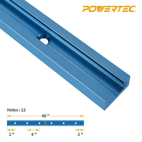 Vista 2 de Powertec - Perfil en T universal de doble corte con agujeros de montaje pretaladrados