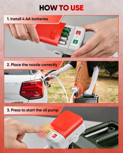 Vista 7 de Saker Bomba de transferencia de combustible alimentada por batería, bomba de combustible portátil automática con parada automática, manguera extra