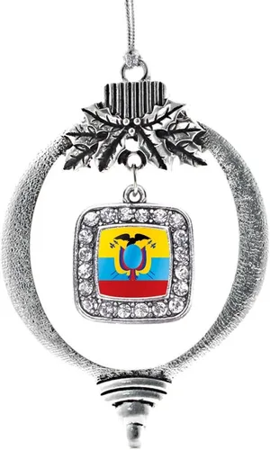 Vista 301 de Inspired Silver - Nana púrpura - Adorno de Navidad plateado - Adorno cuadrado para árbol de Navidad con circonita cúbica - Decoración colgante