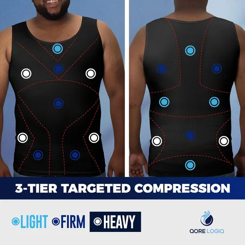 Vista 5 de QORE LOGIQ Camiseta de compresión de ginecomastia para hombre, camiseta interior adelgazante para hombre, moldeadora de cuerpo, camiseta sin mangas